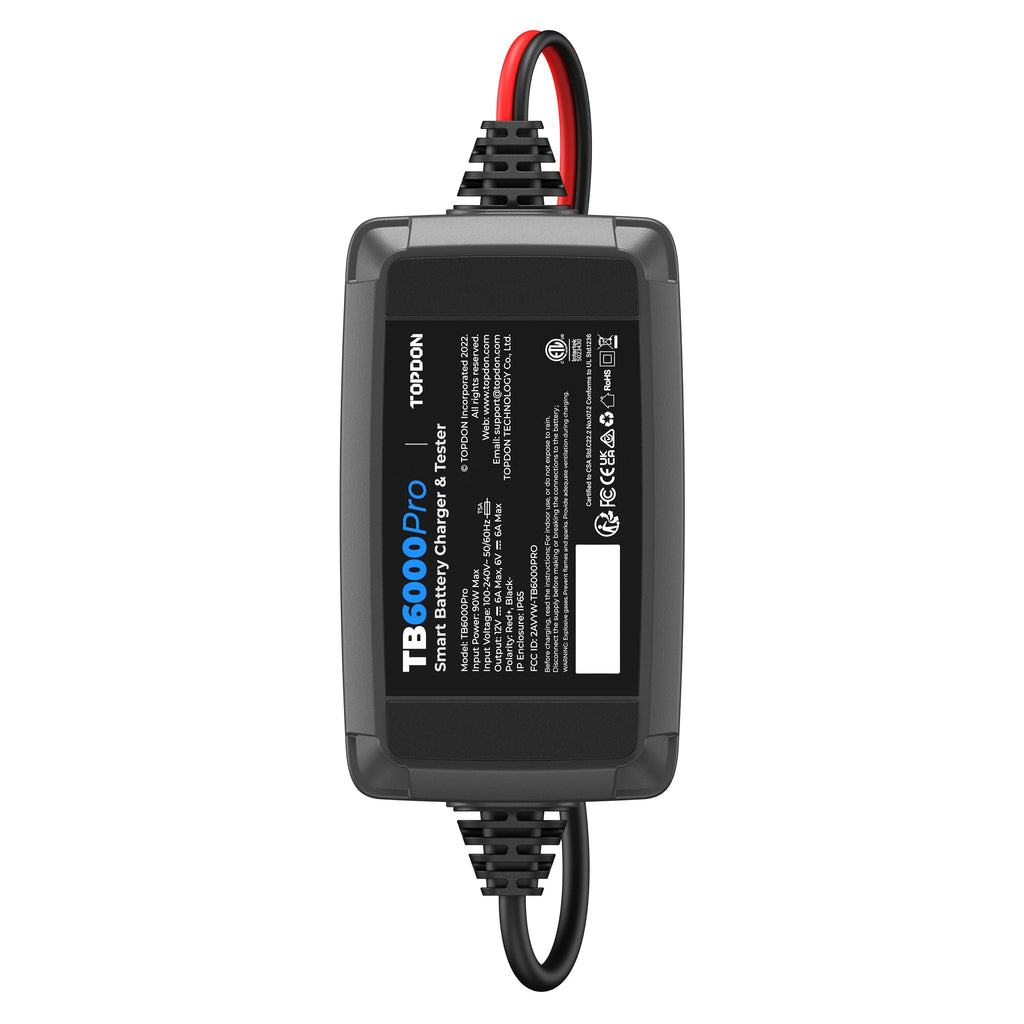 TOPDON 2-in-1 6A Battery Charger & Battery Tester with App - Ridge Toolbox