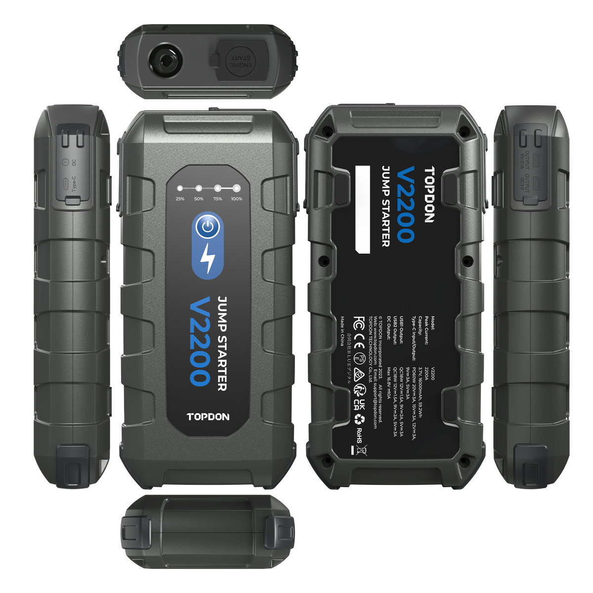 TOPDON 2200 Peak Amp Jump Starter, Power Bank, & Flashlight - Ridge Toolbox