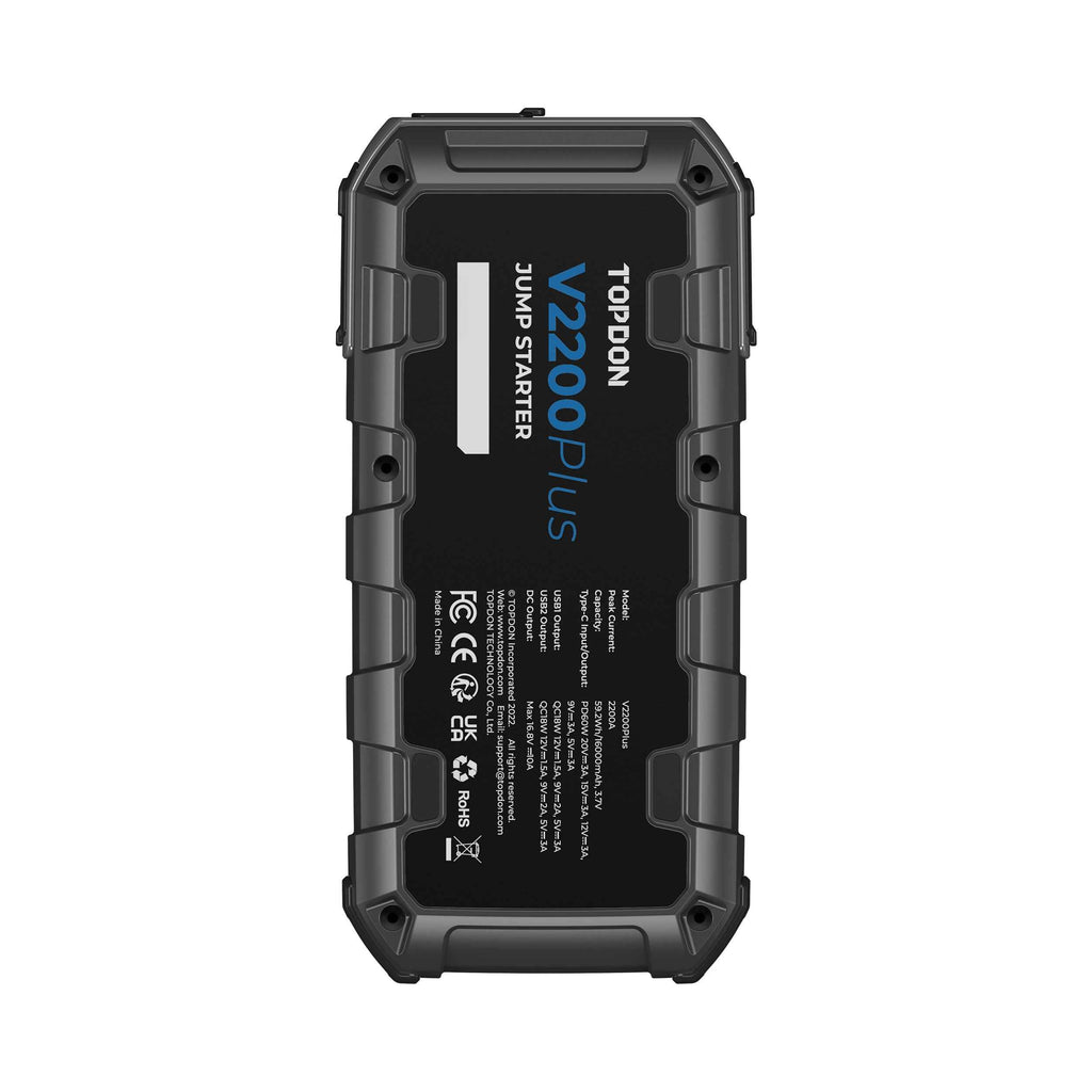 TOPDON 2-in-1 2200 Peak Amp Jump Starter & Battery/System Tester - Ridge Toolbox