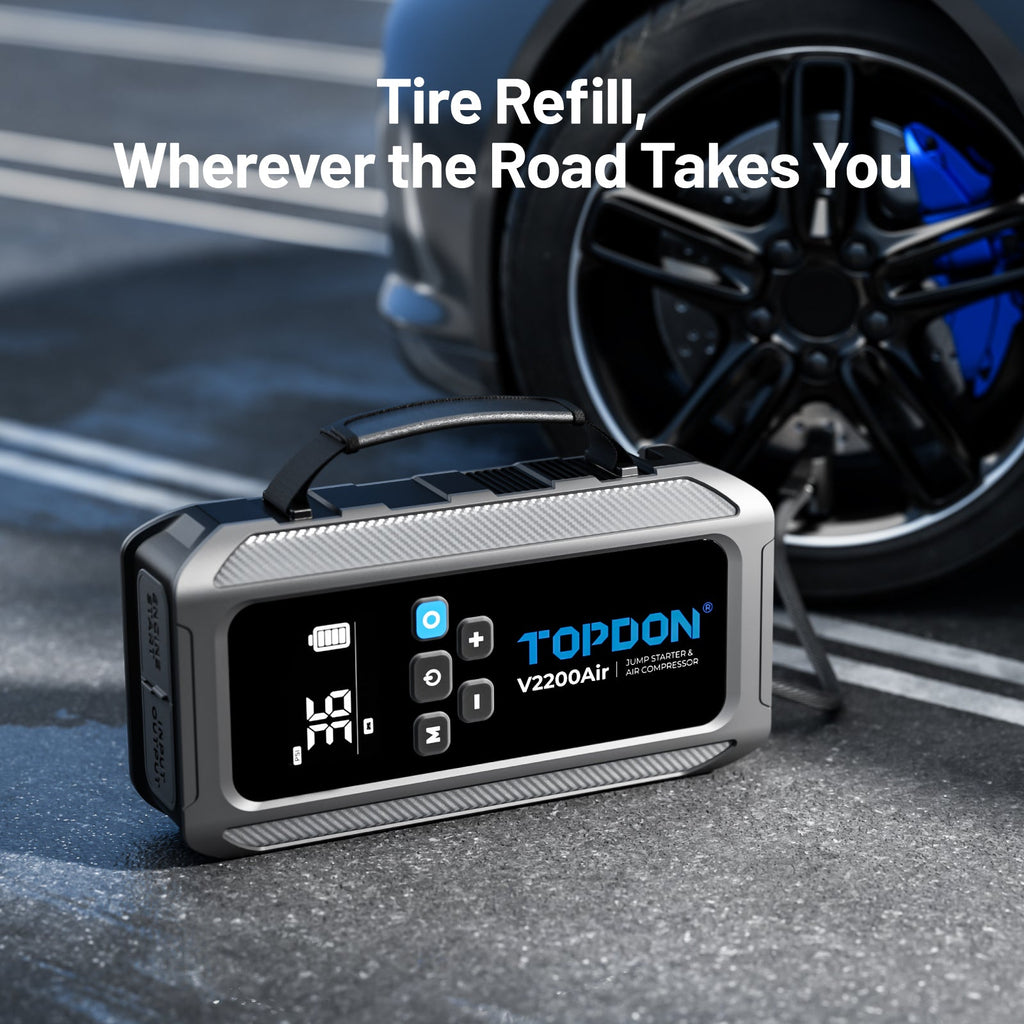 TOPDON 2-in-1 2200 Peak Amp Jump Starter & Tire Inflator - Ridge Toolbox