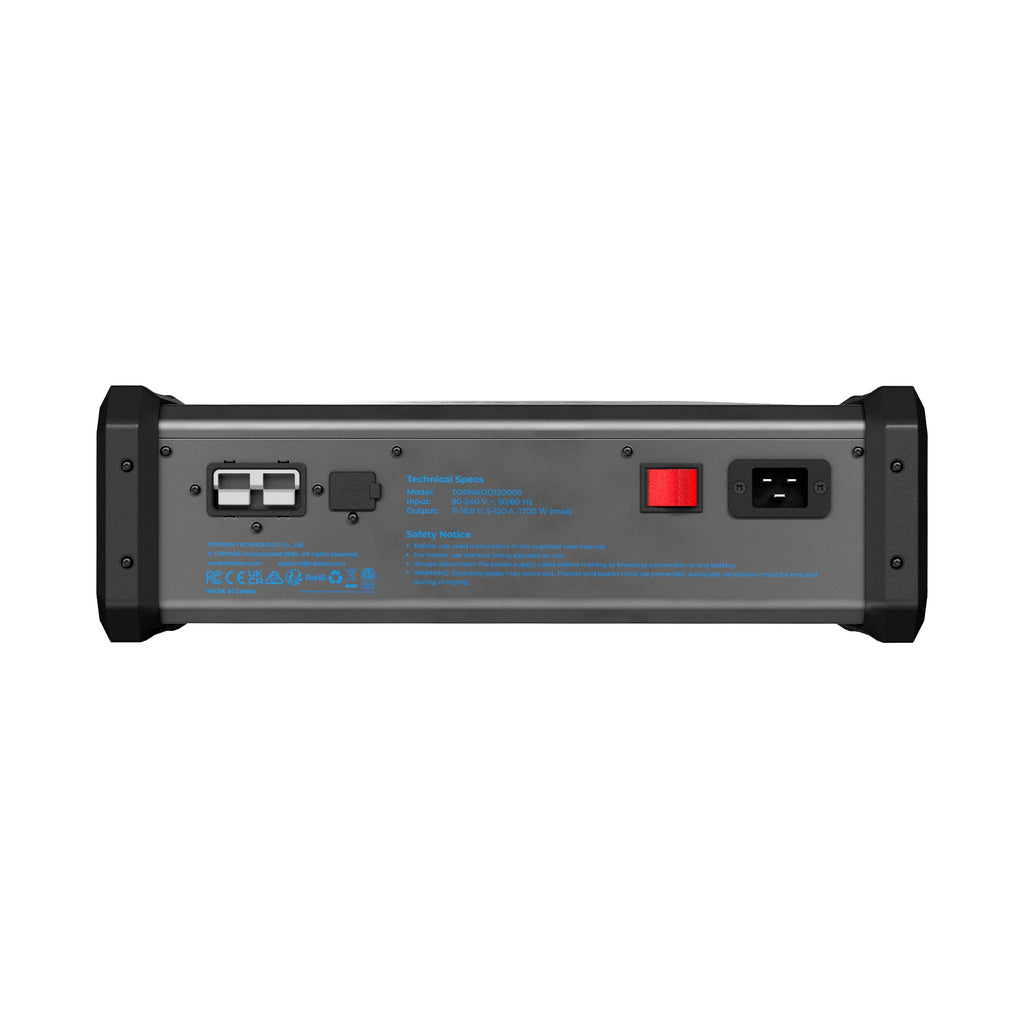 TOPDON 120A Stable Power Supply & 12V Battery Charger - 16.5 Ft. - Ridge Toolbox