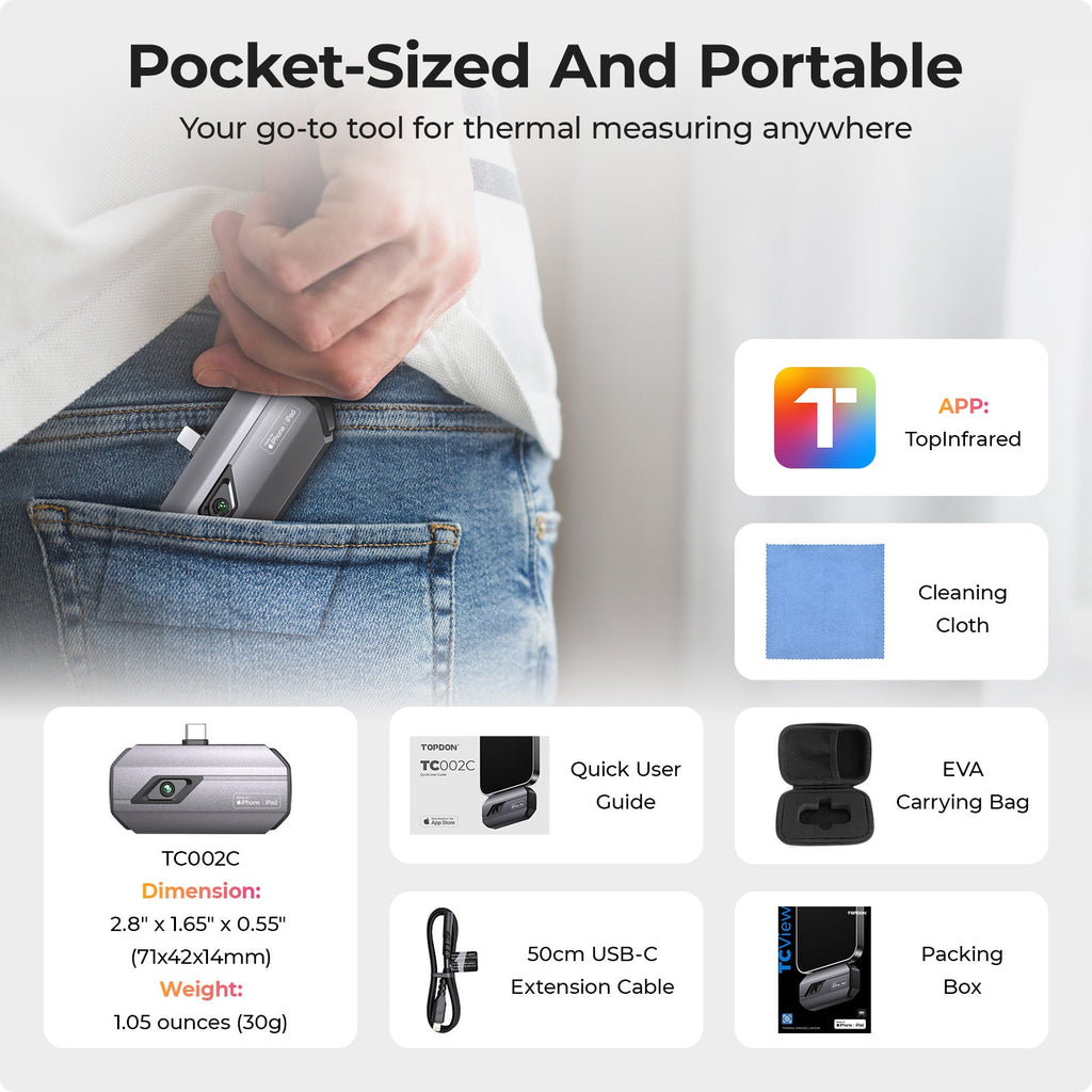 TOPDON Thermal Imaging Camera Designed for iOS Type-C Devices - Ridge Toolbox