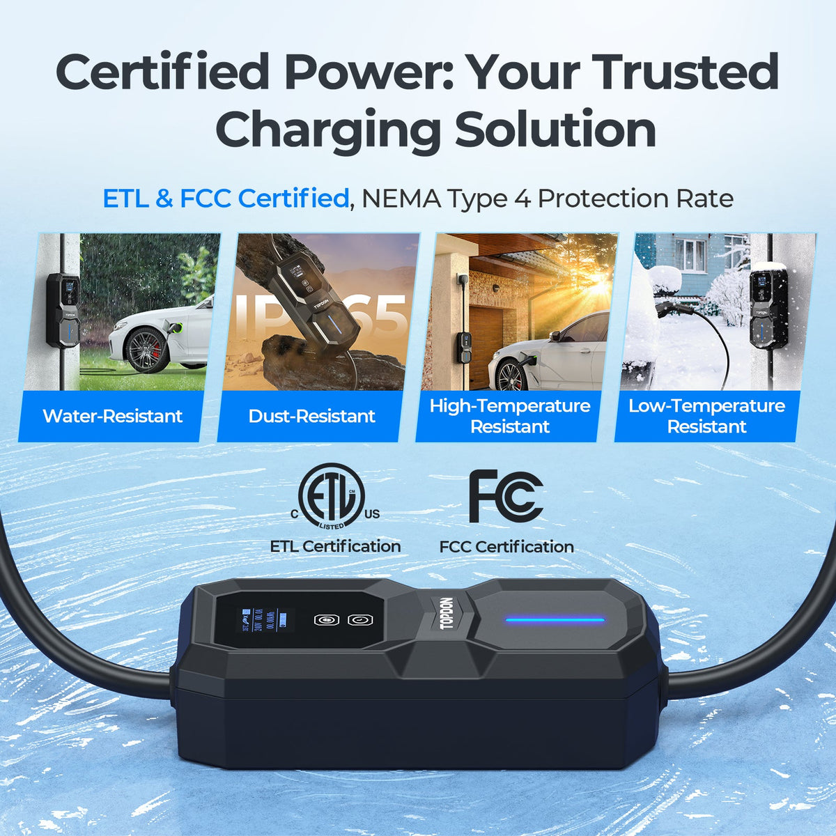 TOPDON Level 2 Portable EV Charger 32A, NEMA14-50P w/5-15P Adaptor - Ridge Toolbox