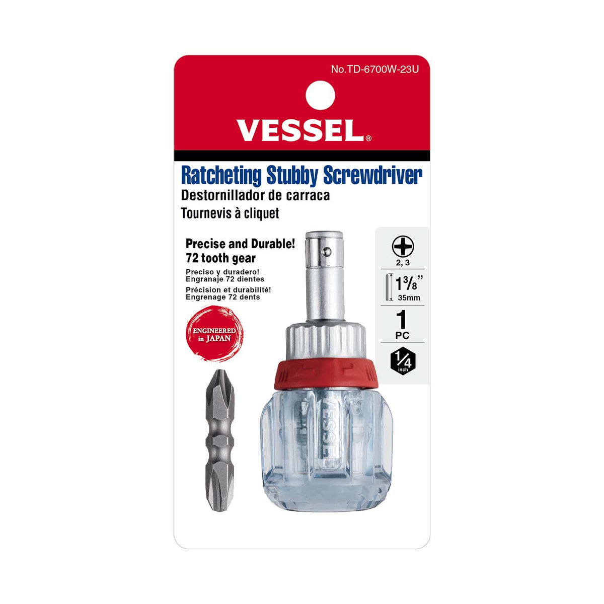Vessel CRYSTALINE Ratchet Stubby Screwdriver Set - professional screwdrivers