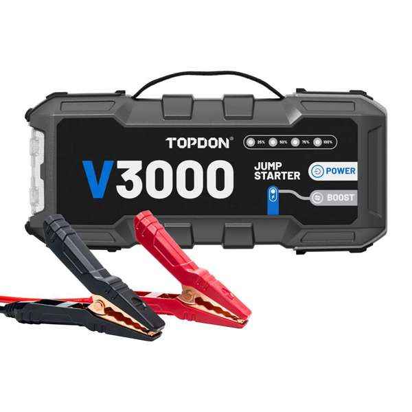TOPDON 3000 Peak Amp Battery Jump Starter, Power Bank, & Flashlight - Ridge Toolbox