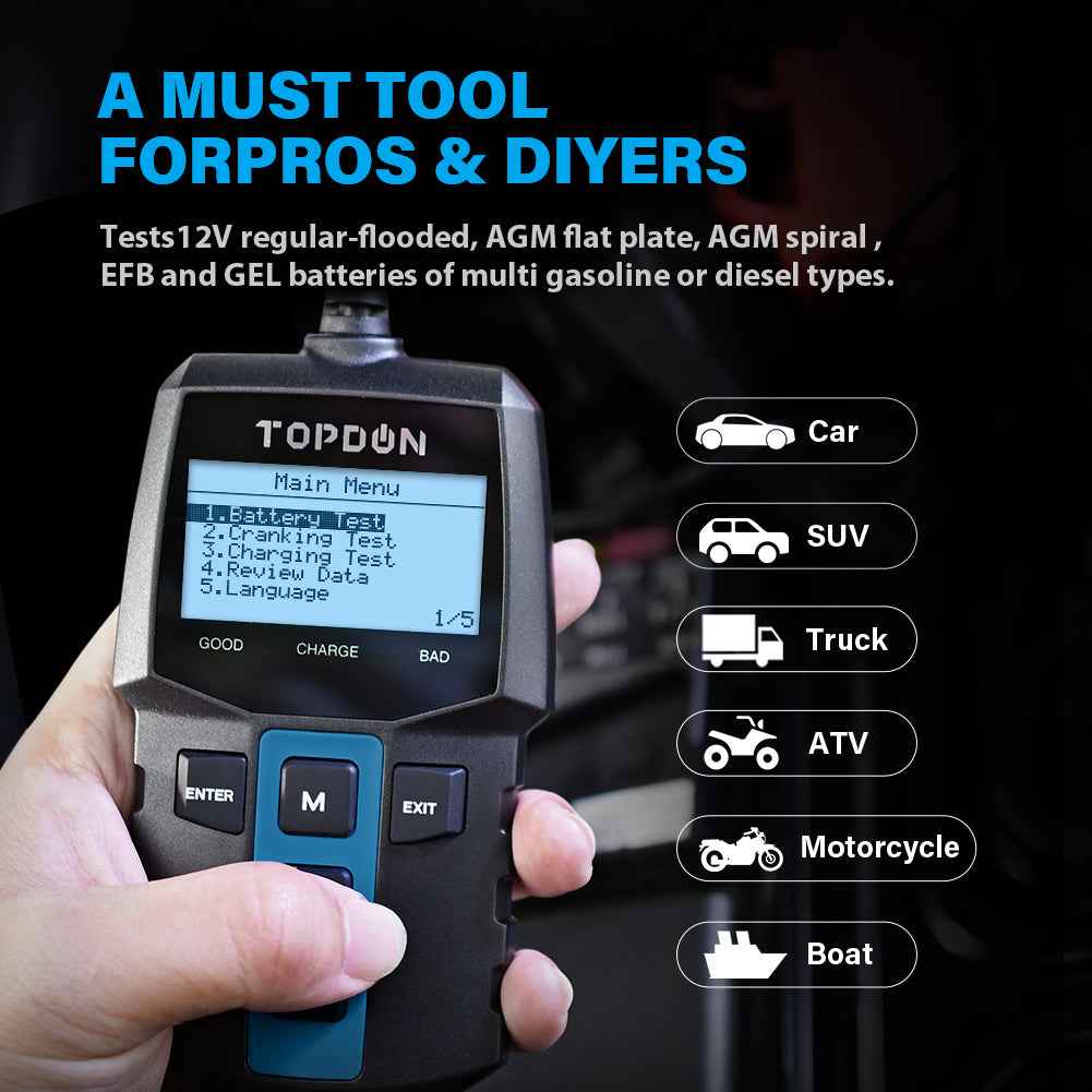 TOPDON 12V Battery & System Tester - Ridge Toolbox