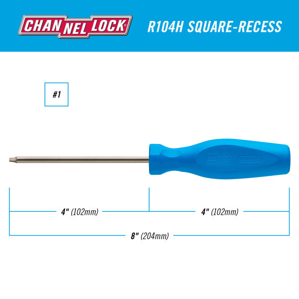 Channellock Square Recess #1 X 4-inch Professional Screwdriver - Ridge Toolbox