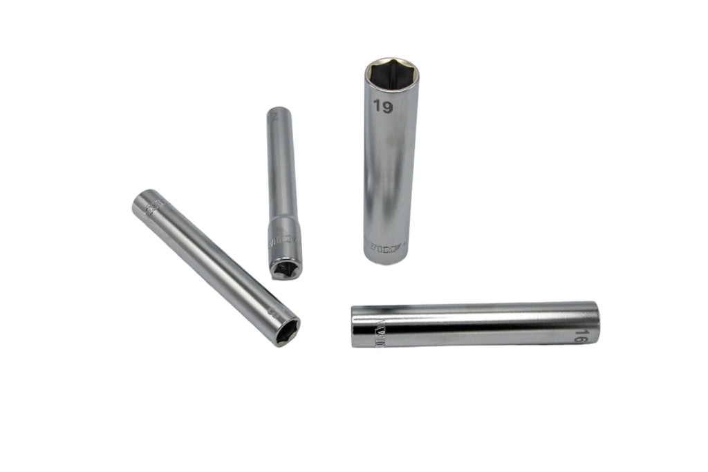 VIM Tools - 10 PC 3/8'' DR. EXTRA DEEP 6PT SOCKET SET (10 - 19MM)