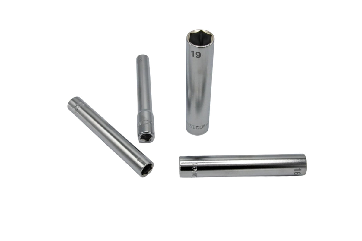 VIM Tools - 10 PC 3/8'' DR. EXTRA DEEP 6PT SOCKET SET (10 - 19MM)
