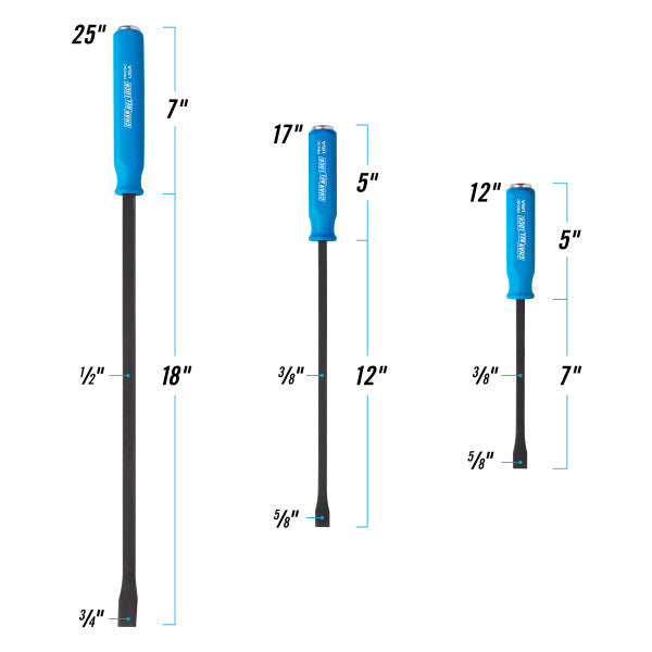 Channellock 3pc Professional Pry Bar Set w/ 12, 17, and 25-inch Pry Bars - Ridge Toolbox