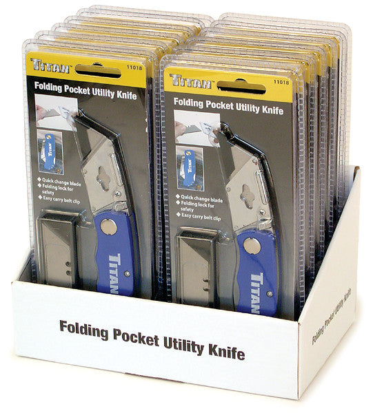 Folding Utility Knife - Blue (11018) - Ridge Toolbox