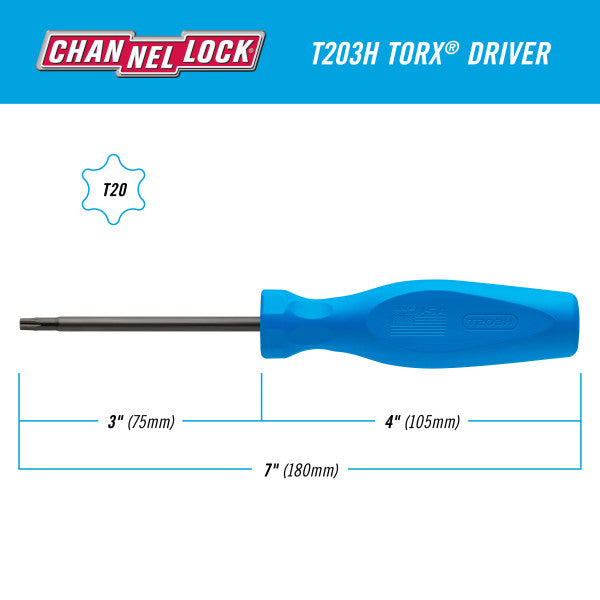 Channellock TORX T20 X 3-inch Professional Screwdriver - Ridge Toolbox