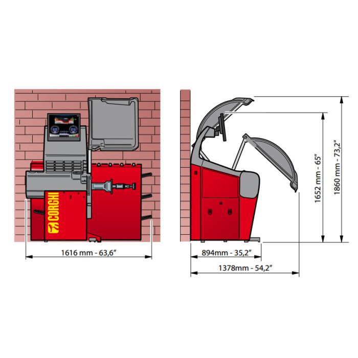 Corghi EM9980C Plus Automatic Diagnostic Wheel Balancer - Ridge Toolbox