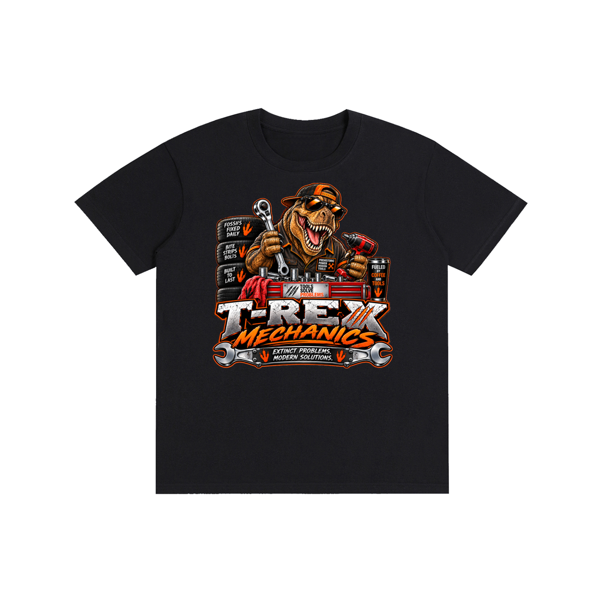 T-Rex Dinosaur Mechanic Tee