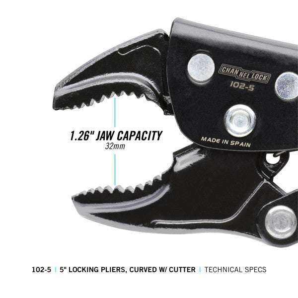 Channellock 5-Inch Curved Jaw Locking Pliers w/ Cutter – Compact & Versatile