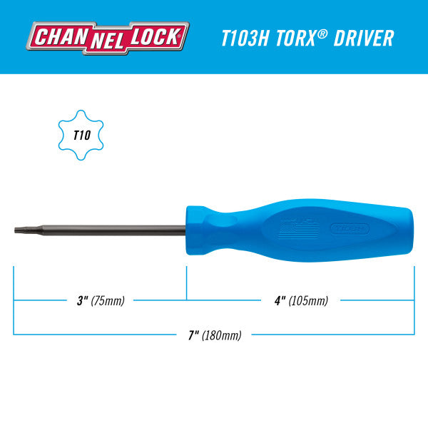 Channellock TORX T10 X 3-inch Professional Screwdriver - Ridge Toolbox