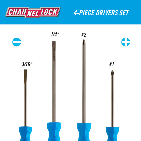 Channellock 4pc Standard Screwdriver Set - Ridge Toolbox