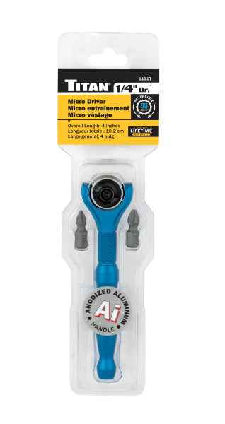 1/4 in. Drive Aluminum Swivel Head Ratcheting Micro Bit Driver (11317) - Ridge Toolbox