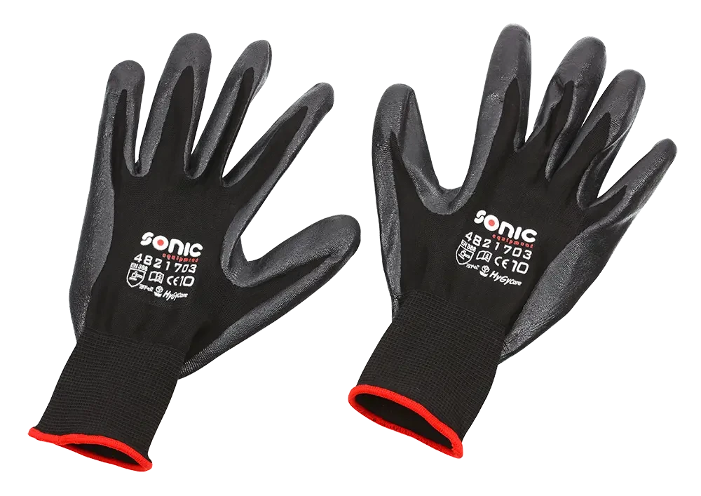 Sonic Tools - Gloves Nitrile Coated Nylon (Size 8 Medium, Size 9, Large, Size 10, XL) - Ridge Toolbox