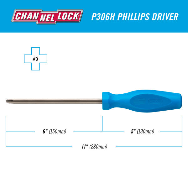 Channellock PHILLIPS #3 x 6-inch Professional Screwdriver - Ridge Toolbox