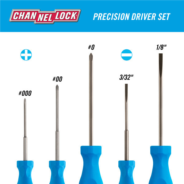 Channellock 5pc Precision Screwdriver Set - Ridge Toolbox