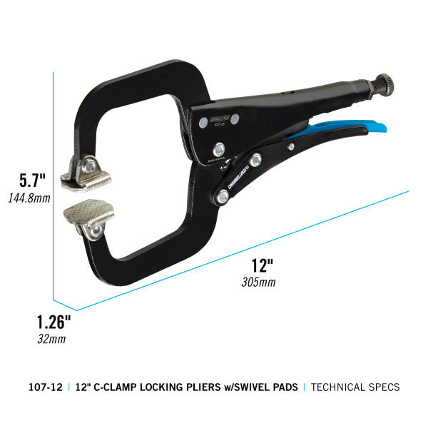 Channellock 12-Inch C-Clamp Locking Pliers w/ Swivel Pads
