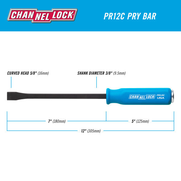 Channellock 5/8 x 7-inch Professional Pry Bar, 12-inch Overall Length - Ridge Toolbox