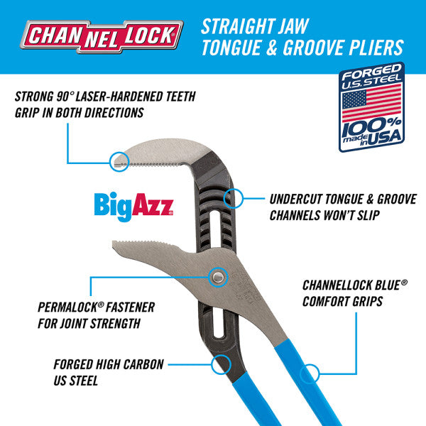 Channellock 20-Inch BigAzz® Straight Jaw Tongue & Groove Pliers