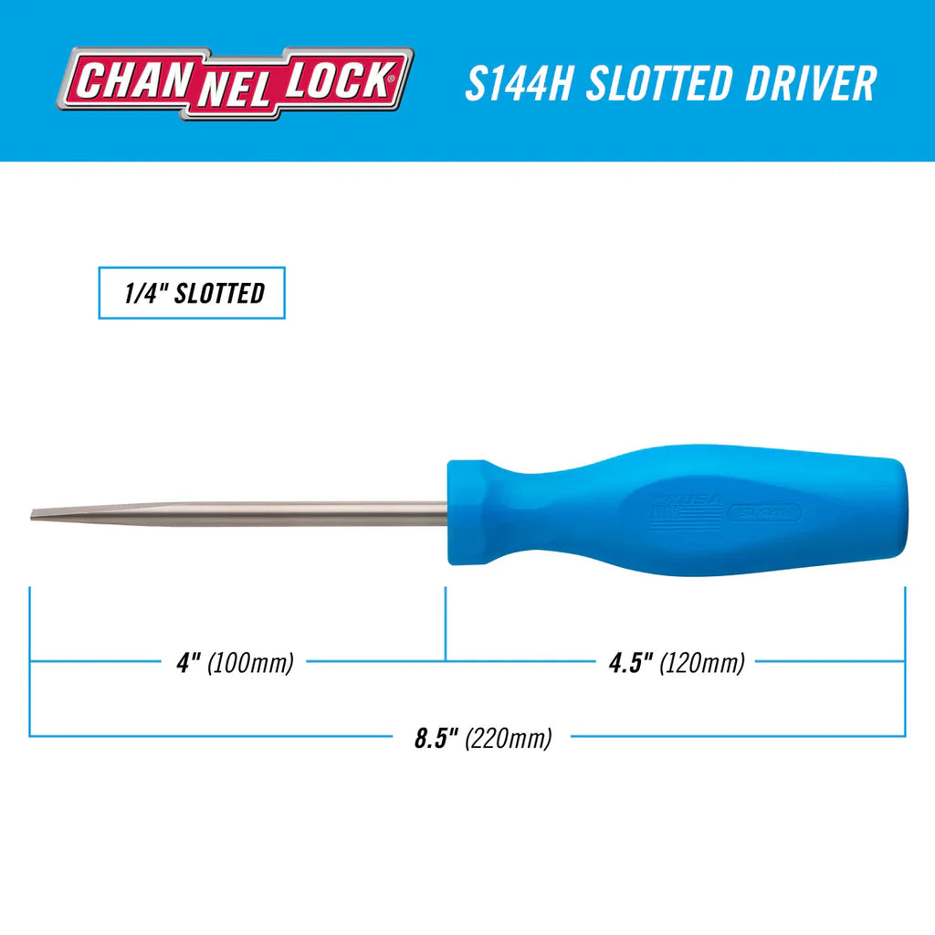 Channellock Slotted 1/4 x 4-inch Professional Screwdriver - Ridge Toolbox