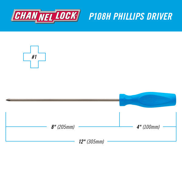 Channellock PHILLIPS #1 x 8-inch Professional Screwdriver - Ridge Toolbox