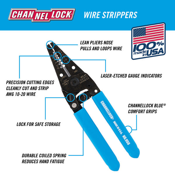 Channellock 6-Inch Wire Stripper - Precision Stripping for Pros & DIYers
