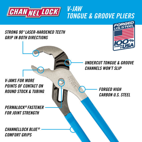 Channellock 12-Inch V-Jaw Tongue & Groove Pliers: Your Ultimate Grip Solution