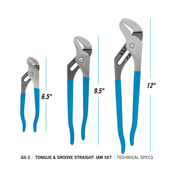 Channellock 3pc Tongue & Groove Pliers Set - Ridge Toolbox