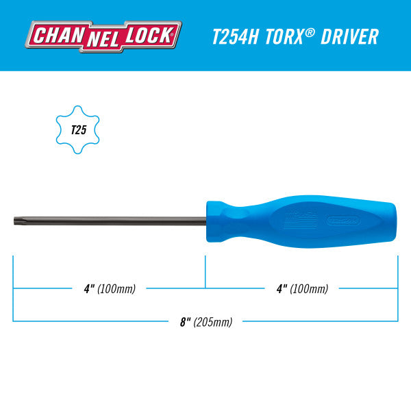 Channellock TORX T25 X 4-inch Professional Screwdriver - Ridge Toolbox
