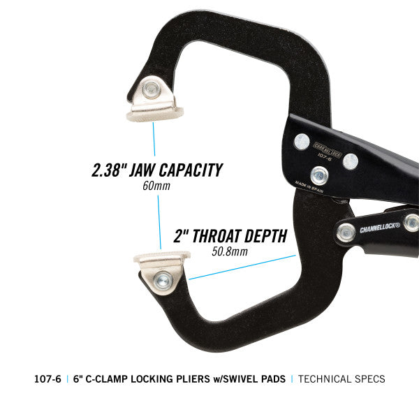 Channellock 6-Inch C-Clamp Locking Pliers w/ Swivel Pads