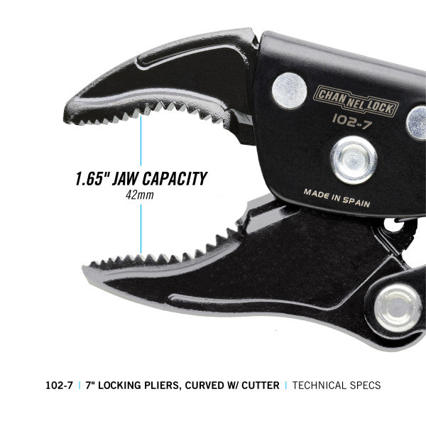 7-Inch Curved Jaw Locking Pliers w/ Cutter - Versatile & Durable