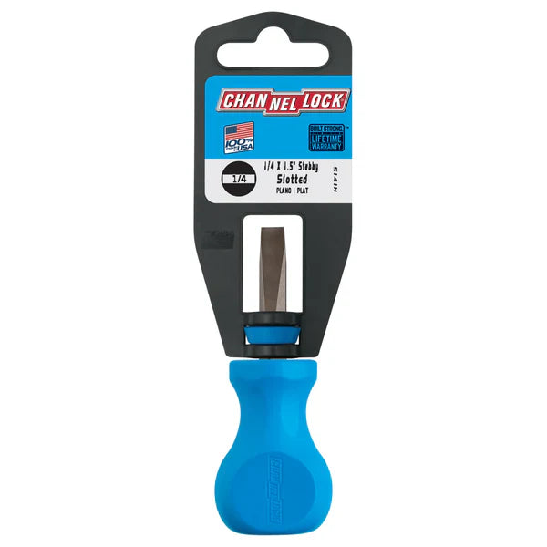 Channellock Slotted 1/4 x 1.5 Stubby-inch Professional - Ridge Toolbox