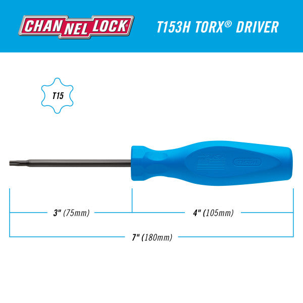 Channellock TORX T15 X 3-inch Professional Screwdriver - Ridge Toolbox