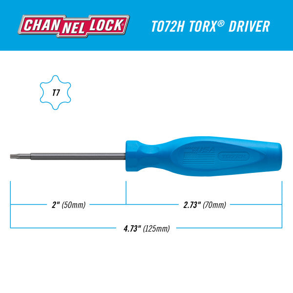 Channellock TORX T7 X 2-inch Professional Screwdriver - Ridge Toolbox