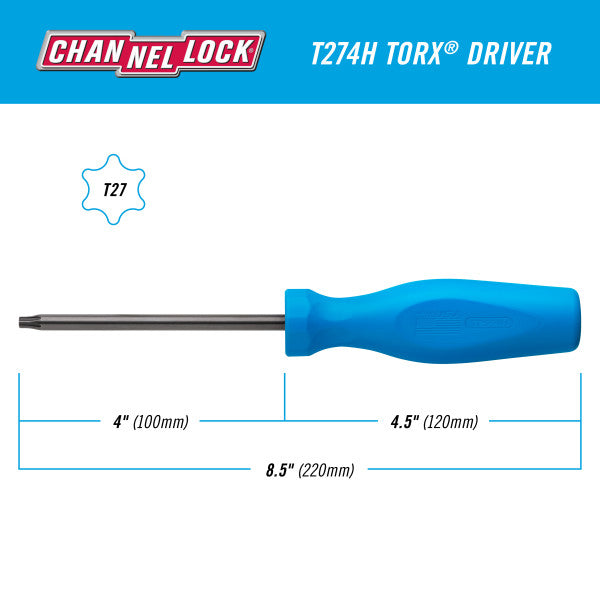 Channellock TORX T27 X 4-inch Professional Screwdriver - Ridge Toolbox