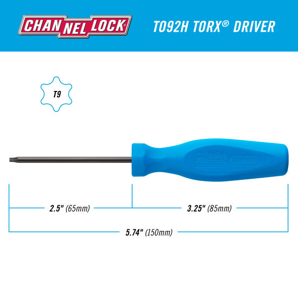 Channellock TORX T9 X 2.5-inch Professional Screwdriver - Ridge Toolbox