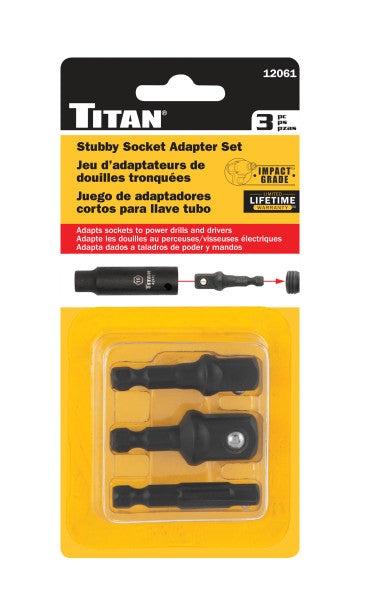 3 pc. Impact Stubby Socket Adapter Set (12061) - Ridge Toolbox