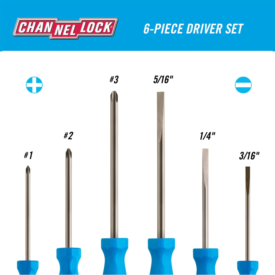 Channellock 6pc Standard Screwdriver Set - Ridge Toolbox