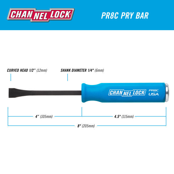 Channellock 1/2 x 4-inch Professional Pry Bar, 8-inch Overall Length - Ridge Toolbox
