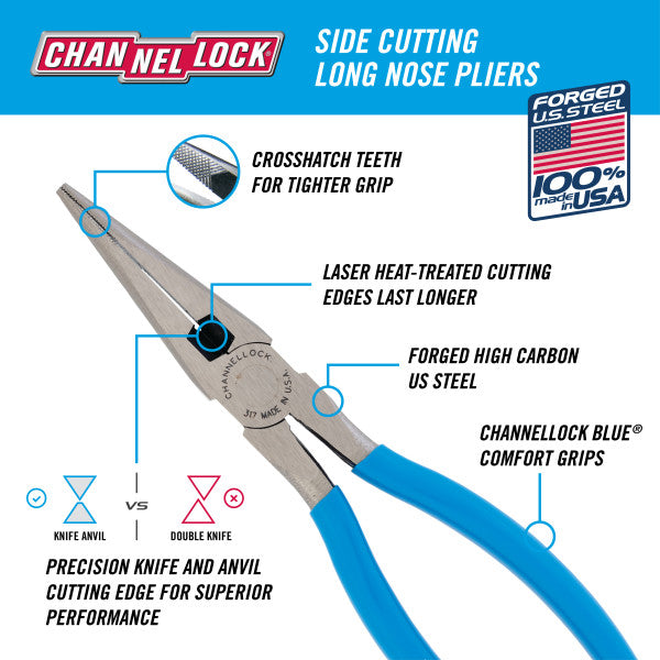 Channellock 8" XLT™ Combination Long Nose Plier with Cutter
