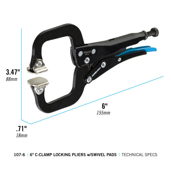 Channellock 6-Inch C-Clamp Locking Pliers w/ Swivel Pads