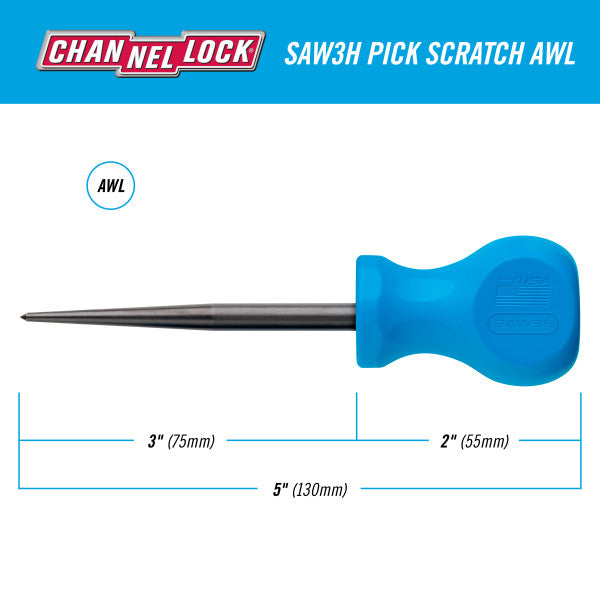 Channellock Stubby x 3-Inch Professional Pick Scratch Awl - Ridge Toolbox