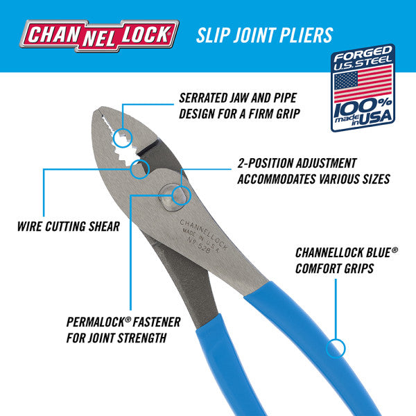 Channellock 8-Inch Slip Joint Pliers - Versatile and Durable