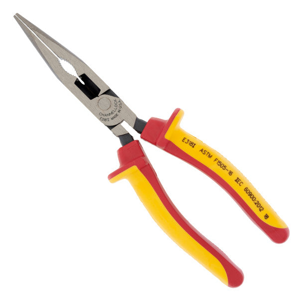 Channellock 8-Inch XLT™ Combination Long Nose Pliers w/ 1000V Insulated Grip - Ridge Toolbox